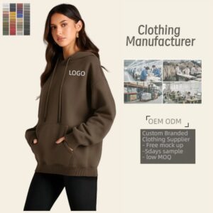 Clothing Manufacturer Women Apparel Custom Hoodies Oversized Hoodies Blank logo Brown Hoodies
