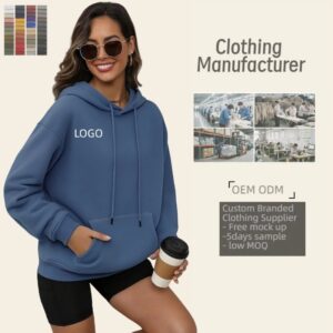 Blue Hoodies Clothing Manufacturer Women Apparel Custom Hoodies Oversized Hoodies Blank logo Hoodies