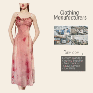 Customizable Clothing Manufacturers Elegant Pink Floral Spaghetti Strap Dress