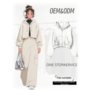Women's Cropped Zip-Up Hoodie and Wide-Leg Cargo Pants Set OEM ODM Supported One Stop Service
