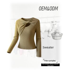 Custom Women Clothes Women's Long Sleeve Knitted Sweater with Bow Detail
