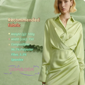 Custom Women Clothes Casual Dresses Elegant Light Green Satin Fabric Dress