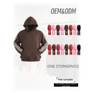 Women Hoodies Colorful Striped Sleeve Hoodie Set OEM ODM Available One Stop Service