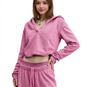 Custom Women Clothes Pink Hoodies Fleece High Weight Sweatshirt