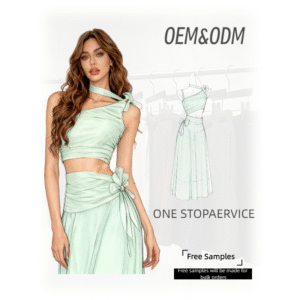 Custom Women Dresses Elegant Asymmetric Wrap Dress with One Stop Service Free Samples for Bulk Orders