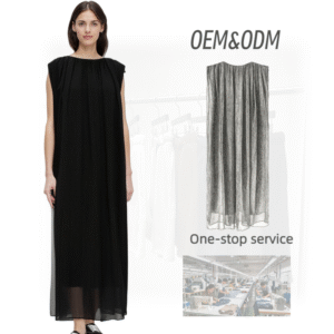 Women Clothes 2026 Spring Women's Black Sleeveless Maxi Dress with Pleated Sheer Hem Dresses